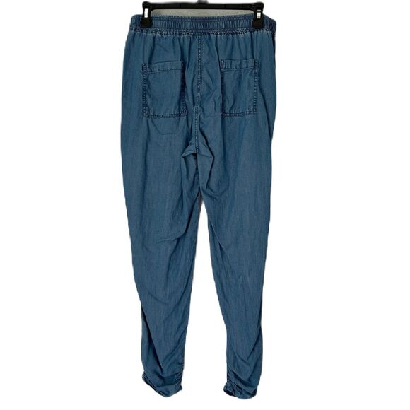 Thread + Supply Pant Women Large Blue Chambray Jogger Serena Ankle Rouched Comfy - Picture 2 of 13